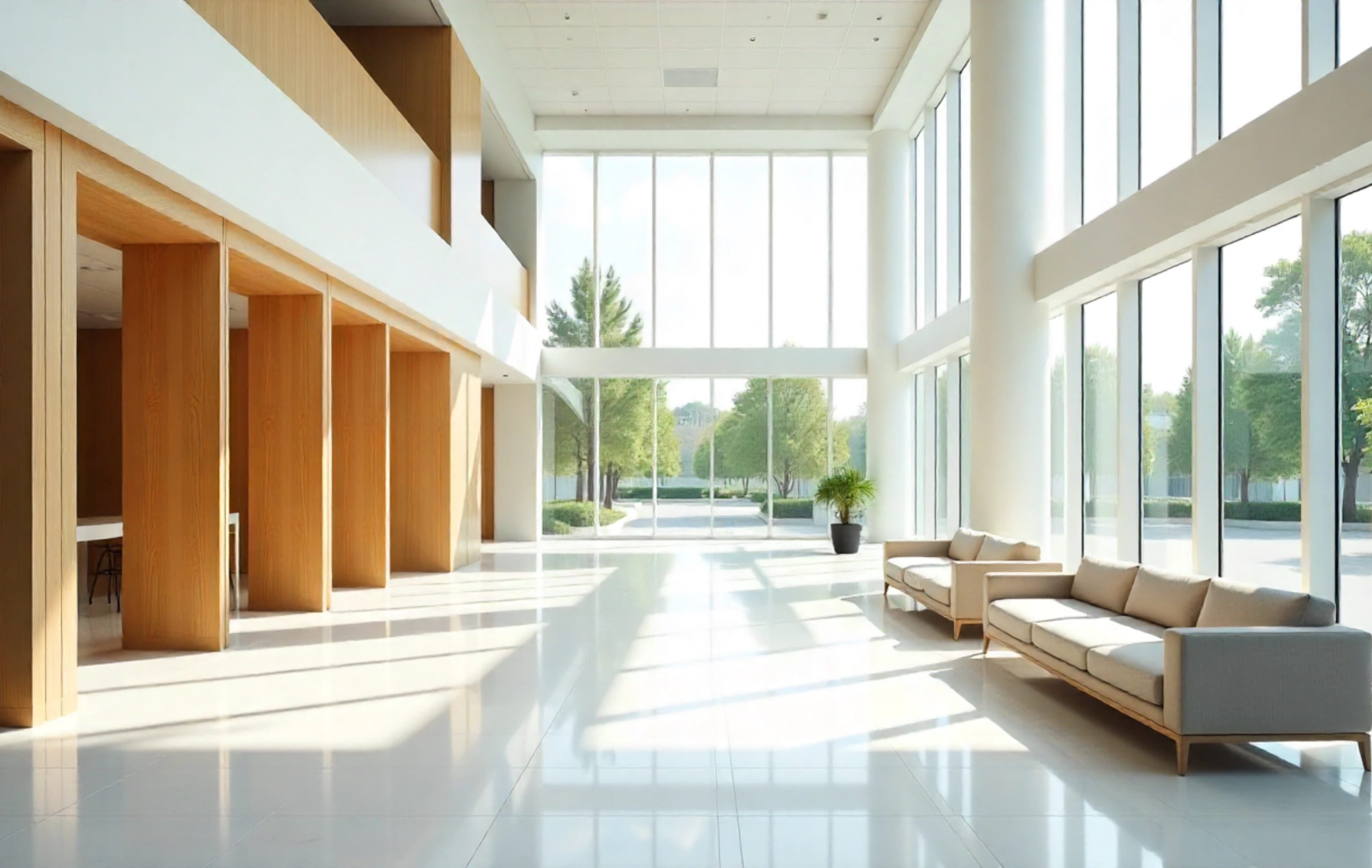 A large, modern hospital building with many windows