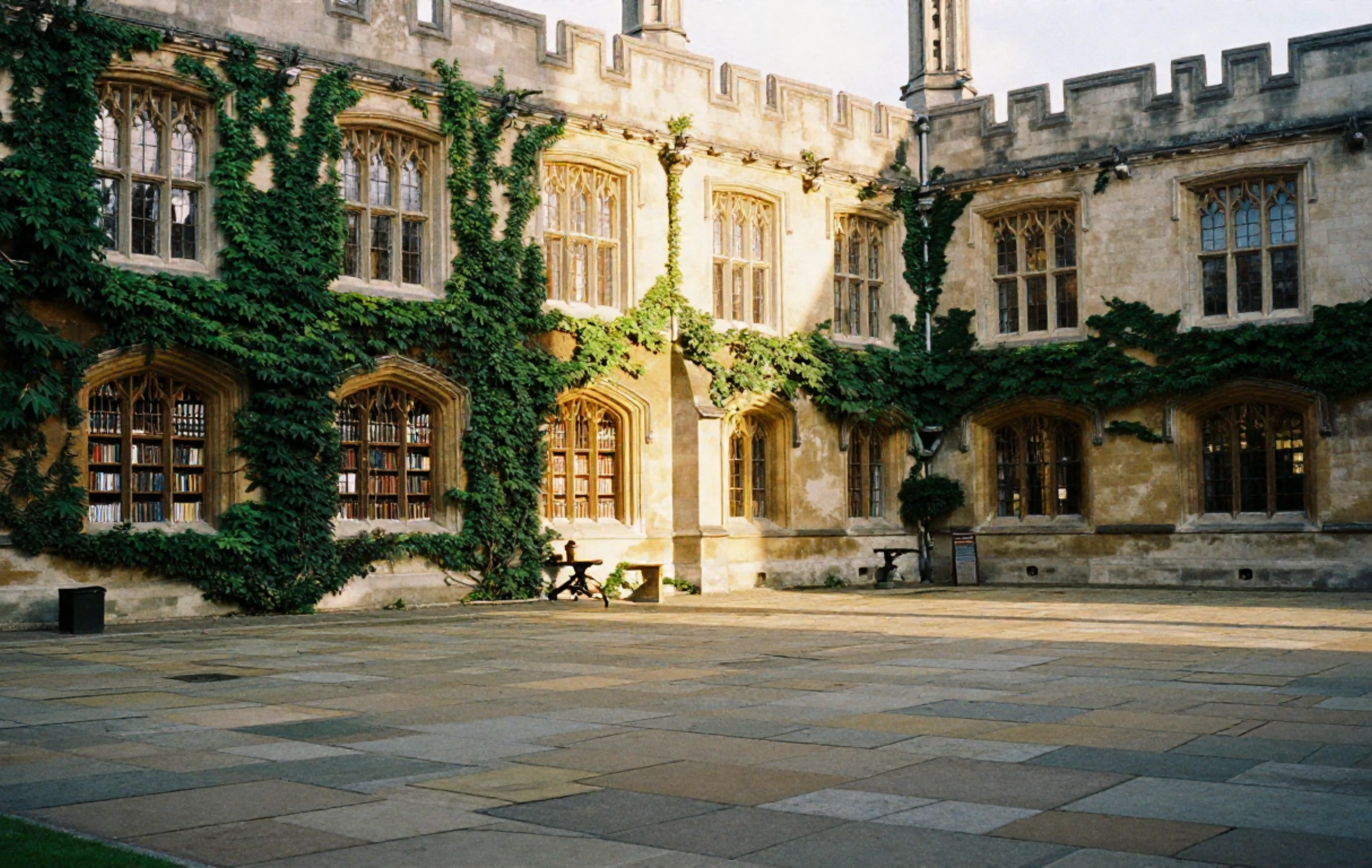 A bright, modern K-12 school building with playgrounds