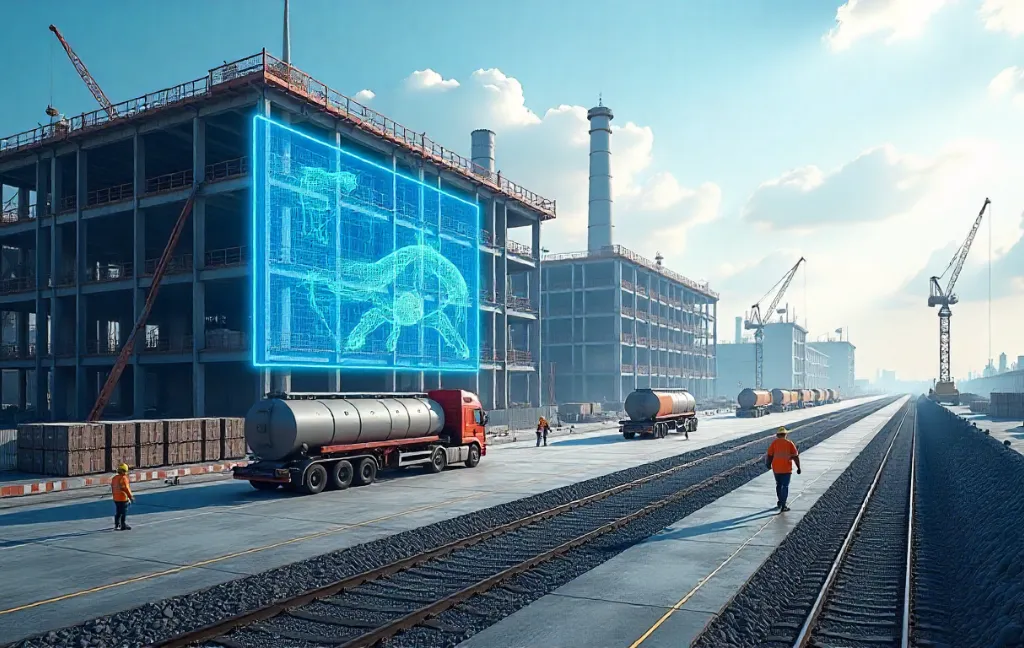 Industrial plant under construction, symbolizing EPC services